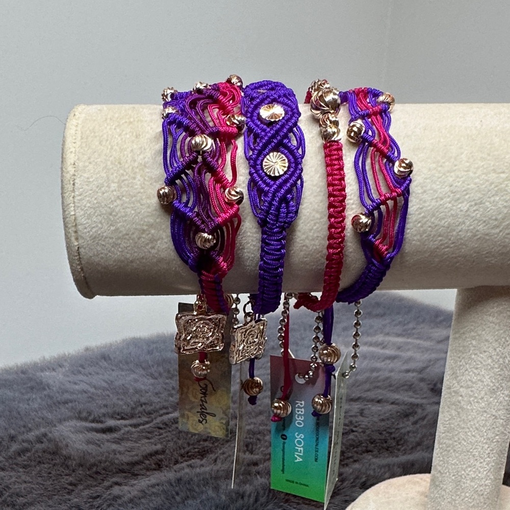 NWT -  Elegant Purple and Pink Beaded Bracelets with Swarovski components
